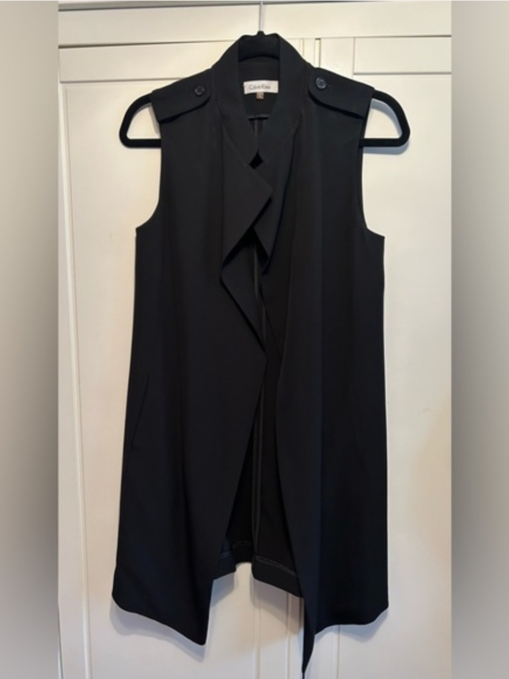 Calvin Klein Black Sleeveless Suit Vest Dress